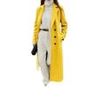 Womens Wool Blend Long Trench Coat With Notched Lapel Double Breasted Button Elegant Office Wear