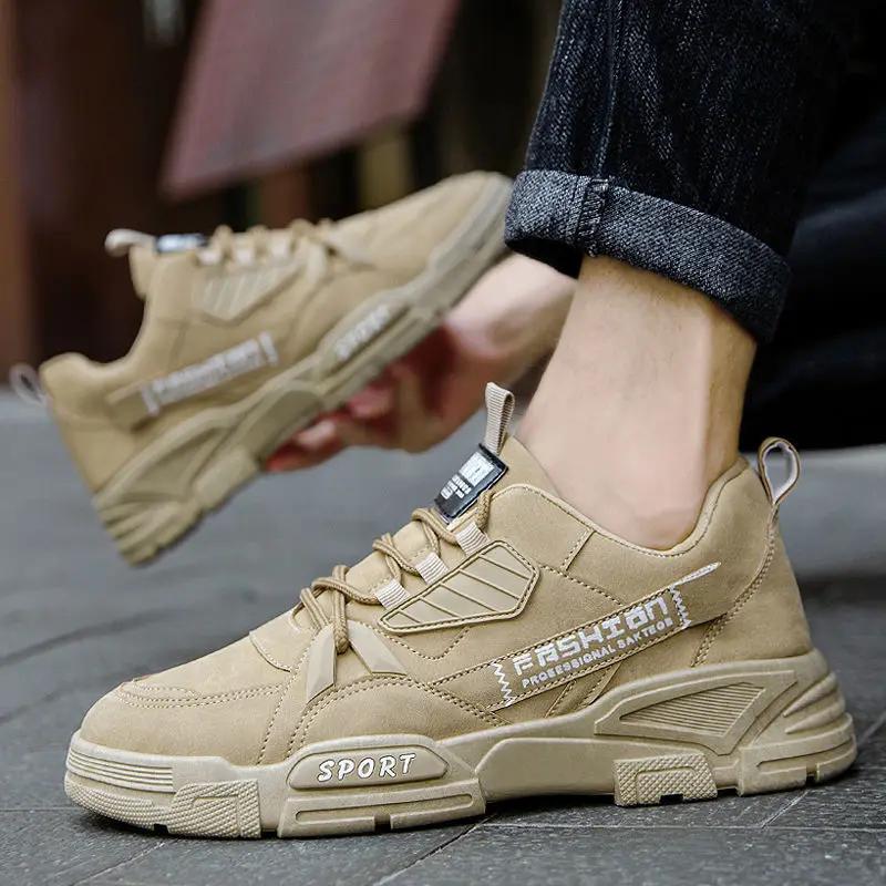 Новые дизайнерские кроссовки из искусственной кожи, мужская обувь на открытом воздухе, повседневная модная мужская прогулочная обувь для отдыха, низкая помощь, платформа на шнуровке, осень