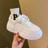 Leather Platform White Shoes Women's New Spring and Summer Heightening Women's Shoes Casual Breathable Sports Board Shoes