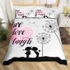 Dandelion Floral Duvet Cover King Queen Wooden Plank Farmhouse Comforter Cover Microfiber Dragonfly Botanical Weed Bedding Set