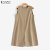 Женские свободные повседневные летние короткие комбинезоны без рукавов с круглым вырезом, комбинезоны