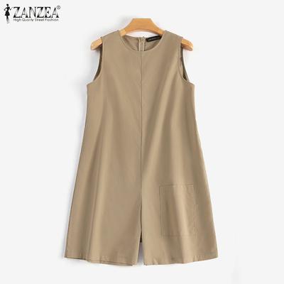 Женские свободные повседневные летние короткие комбинезоны без рукавов с круглым вырезом, комбинезоны