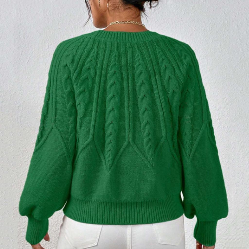 Women's Solid Color Crew-neck Long Sleeve Thread Solid Color Casual Sweater Top