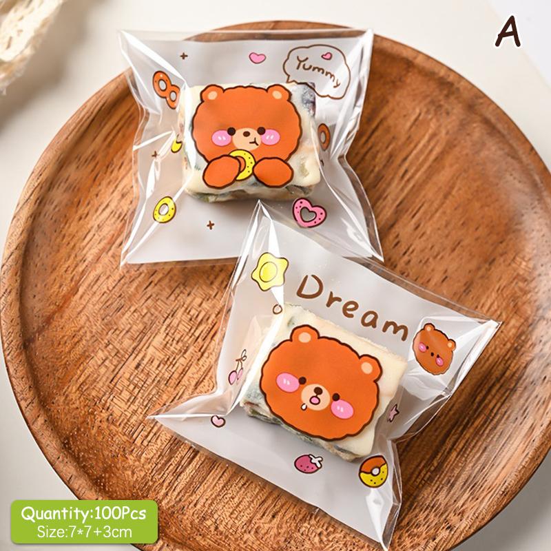 100Pcs 7*7Cm Clear Cake Gift Bag Plastic Candy Cookies Biscuits Packaging Bags