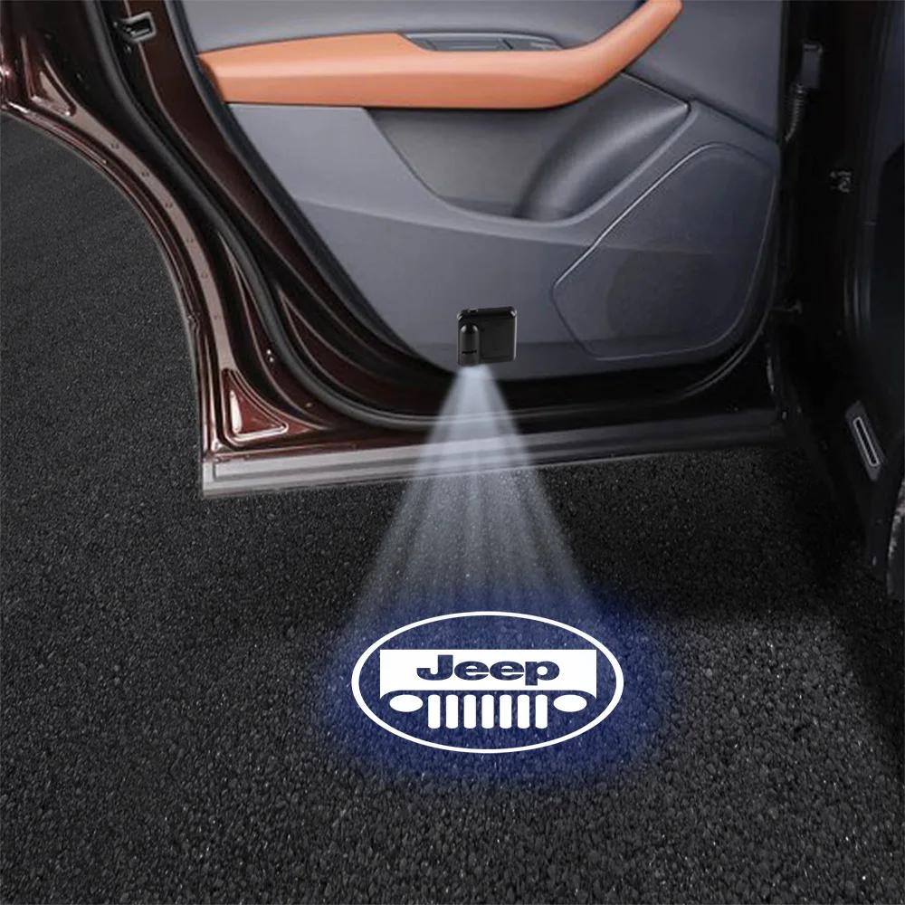 For Jeep Car Door HD Welcome Light Wireless Projector Induction Lamp For Jeep Renegade Wrangler Compass Grand Cherokee Gladia