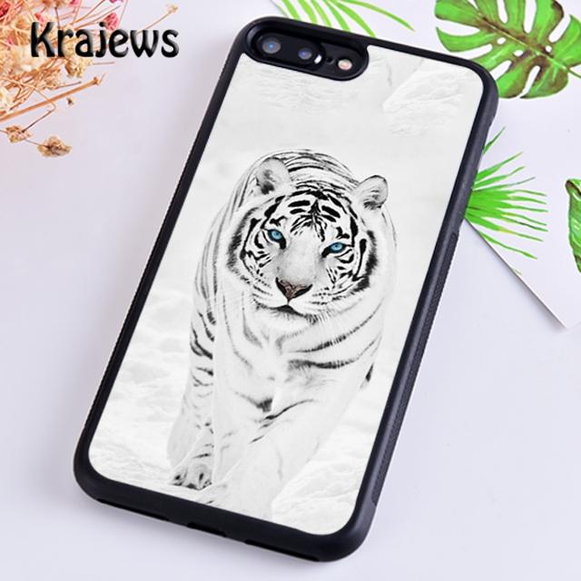 Krajews Animal White Tiger Pattern Phone Case Cover For iPhone 17 Air 16 15 14 plus 12 13 pro max coque Fundas