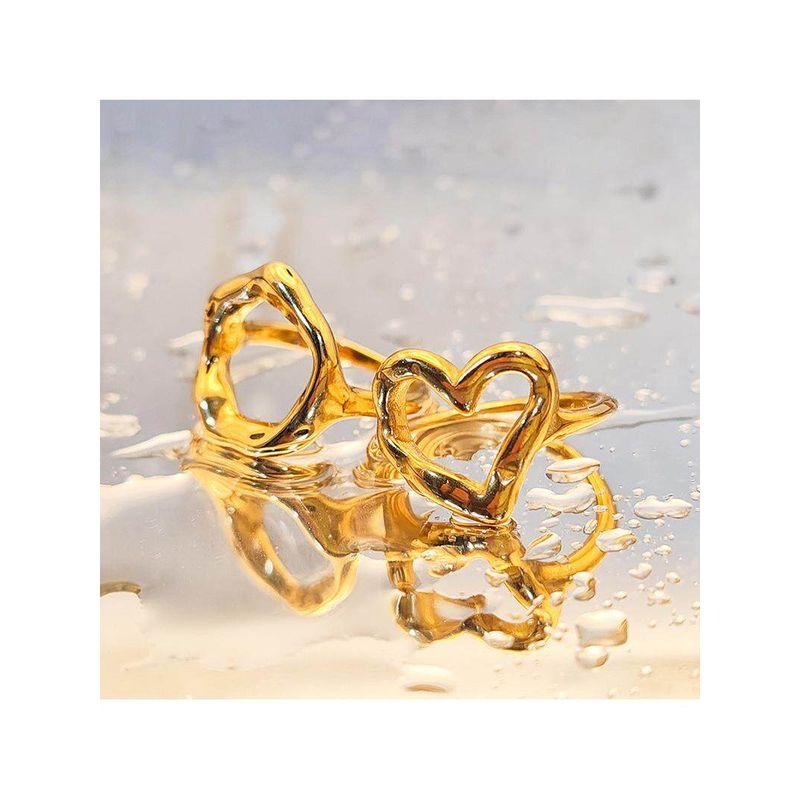 Emanco Fashion Niche Style Ins Style 18K Gold Titanium Steel Ring for Women Cut Out Shaped Heart Ring Rings