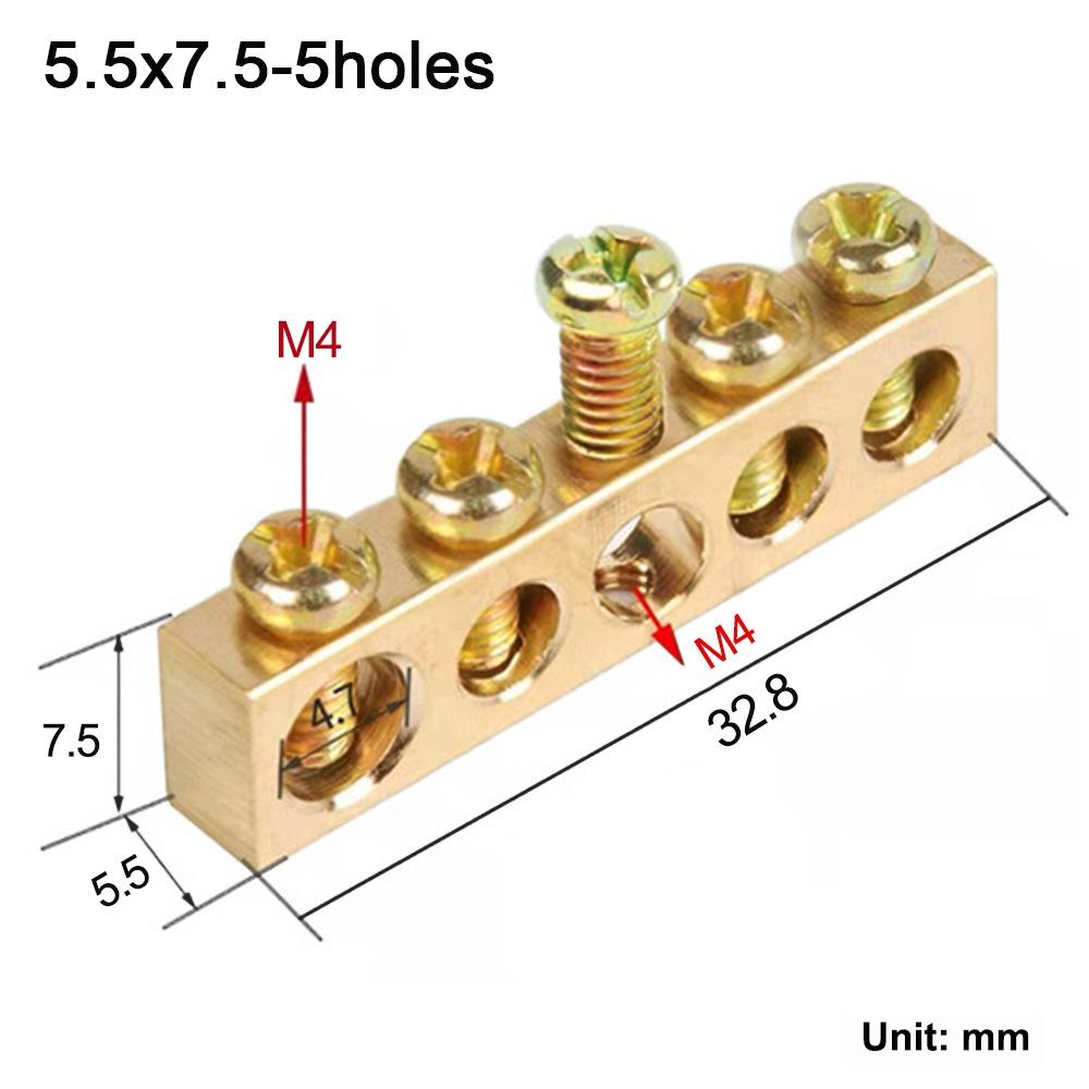 Copper Wire Connector With Hole Screw Terminal Block Brass Connection Row  Electrical
