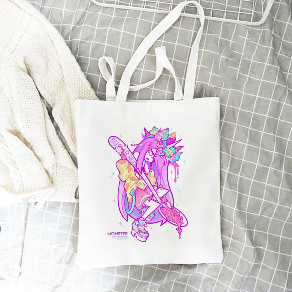 Harajuku Punk Vintage Y2k Эстетическая женская сумка с принтом Vaporwave Art Grunge School Bag Эстетичная холщовая сумка Большая вместительная сумка-шоппер