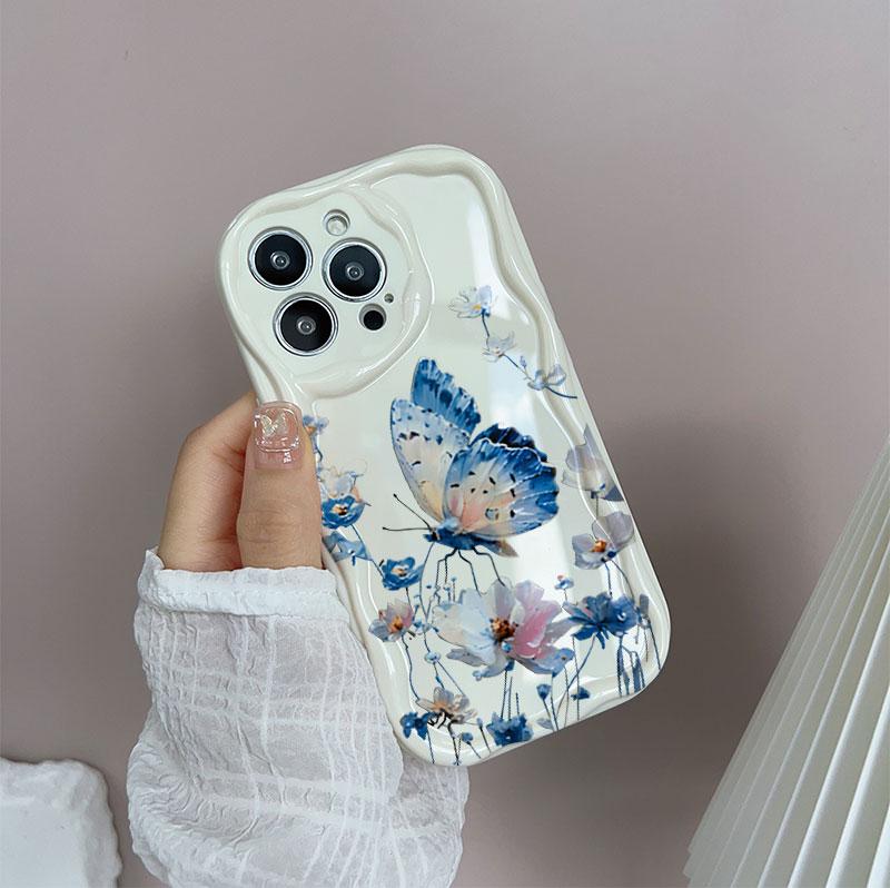 INS Retro Butterfly Phone Case For iPhone 17 16 16e 15 14 13 12 11 Pro Max Mini X XR XSMAX 8 7 6S Air Plus 3D Wave Soft TPU