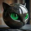1Pcs Purple Luxurious Black Cat Stone Resin Sculpture - Elegant Volcanic Rock Effect Statue with Intricate Marble-Patterned Eyes and Sharp