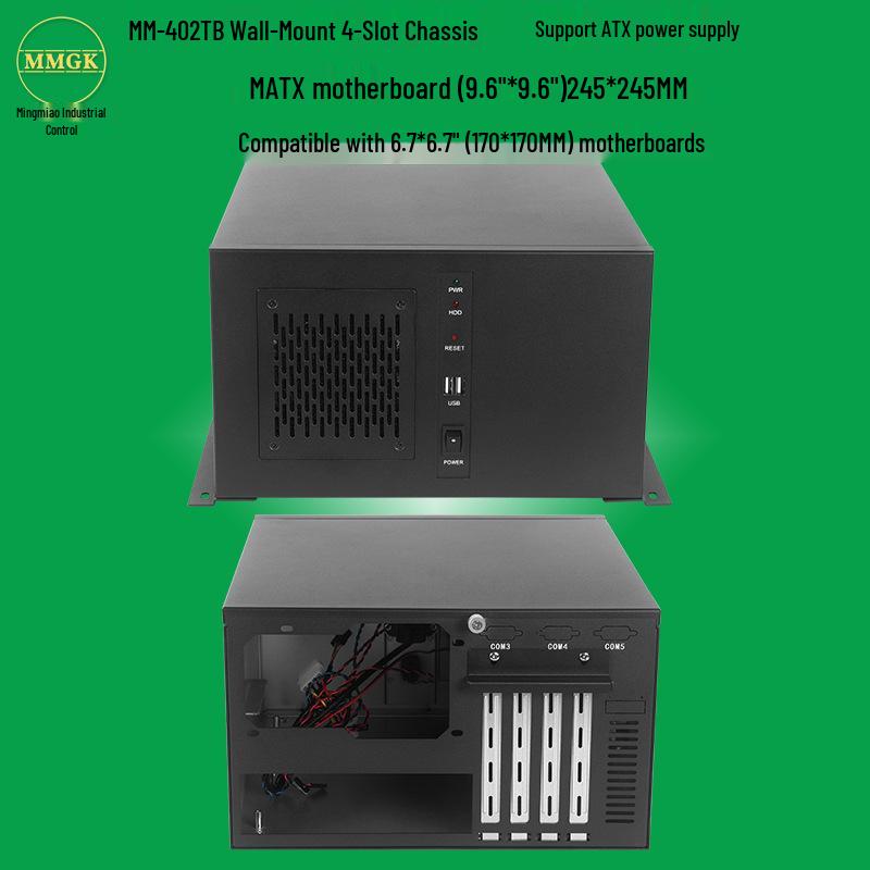 Настенный 4-слотовый ITX CNC промышленный компьютерный корпус, серебристо-серый