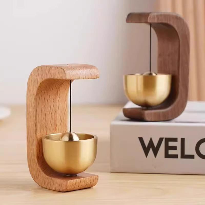 1Pcs Entrance Doorbell Shopkeeper'S Bell Wind Bell Door Opening Wooden Clock Reminder For Home Small Bell Decorations