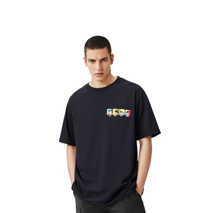Uniqlo Футболка с графическим принтом персонажа мультфильма, унисекс, черная, 430194-09