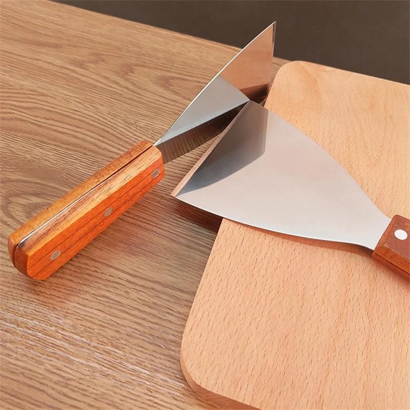 Лопатка для блинов из нержавеющей стали, совок с деревянной ручкой, столовые приборы, кухонные принадлежности, инструменты для выпечки, кондитерские изделия, кухонные принадлежности