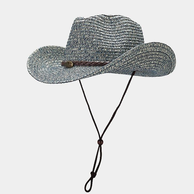 Outdoor Hat with Plastic Large Brim Sun Hat, Western Cowboy Style Straw Hat, Light and Easy To Carry, Suitable for Giving To Friends and Family