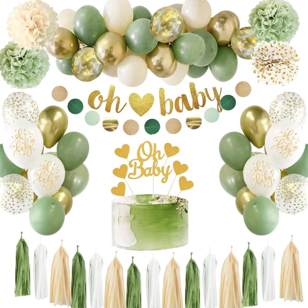 Украшение для Baby Shower Зеленые Шары Бумажные Кисточки Украшение для Вечеринки Раскрытия Пола Мальчиков Девочек