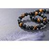 Модный комплект из 2 предметов/комплект из натуральных круглых бусин из драгоценных камней для мужчин и женщин, браслет на удачу, исцеление и защита, обсидиан, тигровый глаз, камень 10 мм