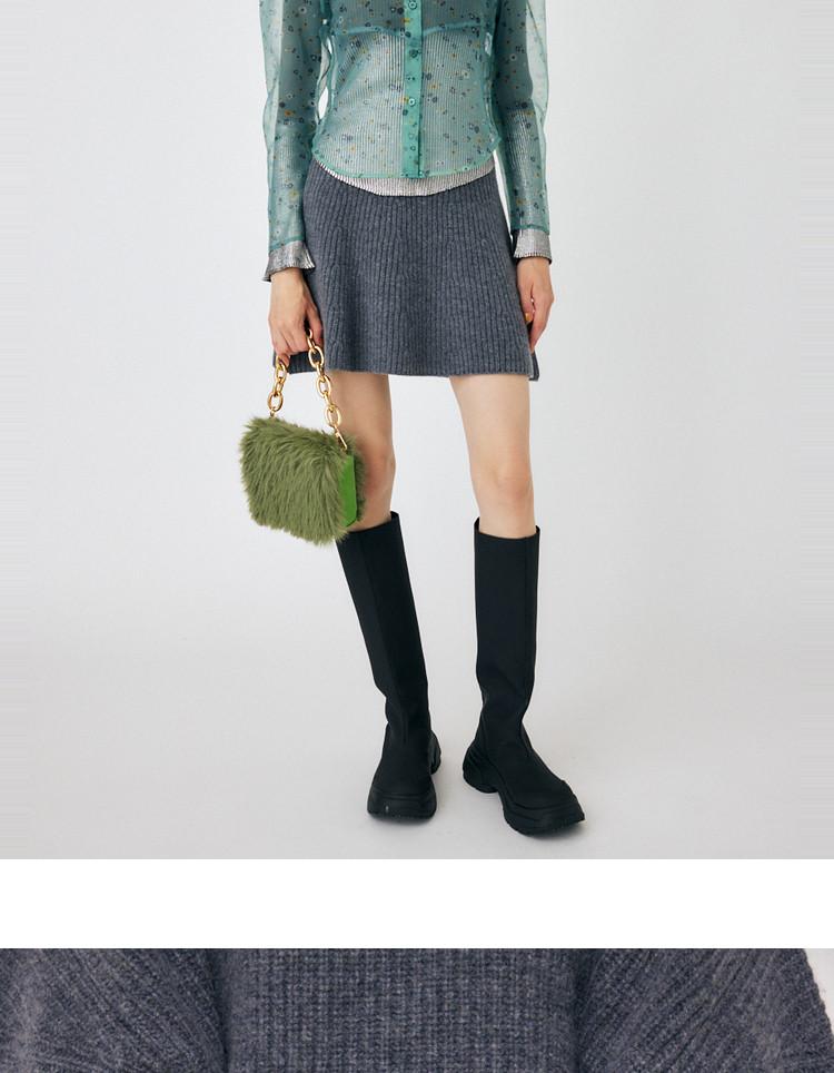 MOUS * Y Rich Family Qianjin Sensation Pure Short Plush Pure Wool Knitted Skirt for Women