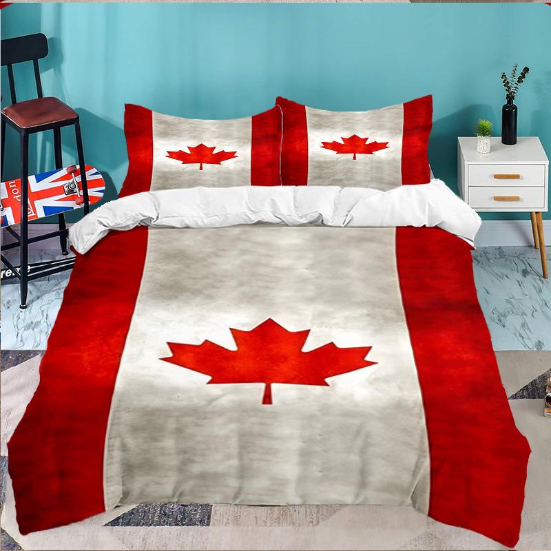 Canada's Red Maple Leaf 3PCS Bedding set,Ideal for 1pc Duvet Cover And 2pcs Pillowcases Perfect for Fan gift,Ideal for Bedroom, Dormitory