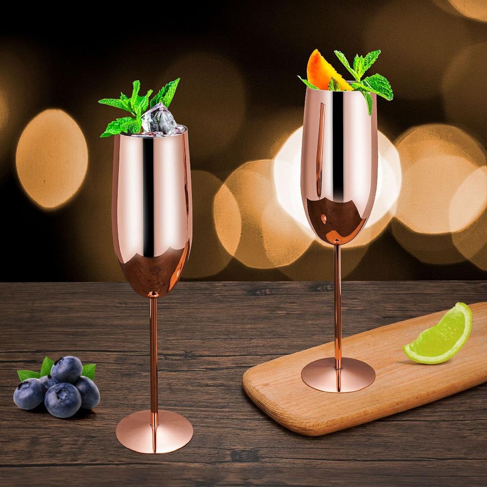 304 Stainless Steel Steel Champagne Flute Unbreakable Metal Goblet Wine Drinking