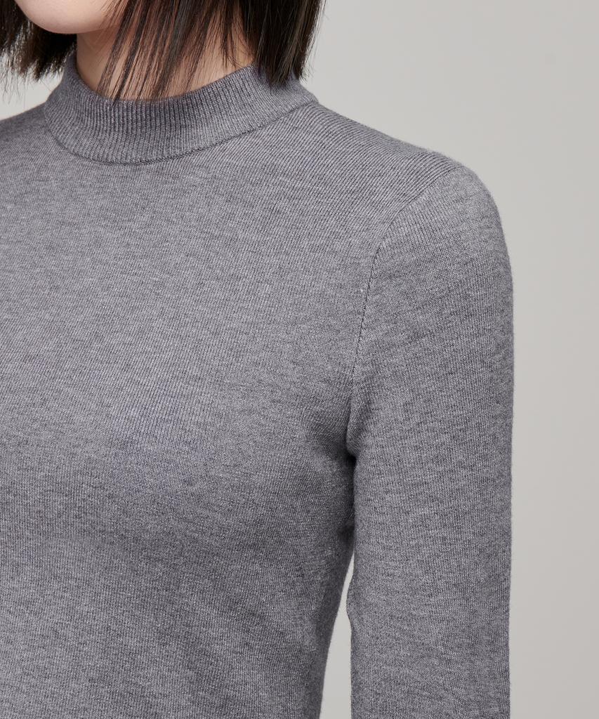 MUSINSA STANDARD WOMAN Women'S Slim Crop Mock Neck Knit [Medium Grey]