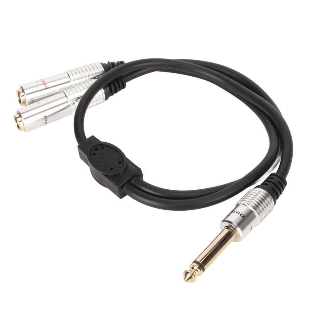 6.35mm Mono Male Plug to Dual 6.35mm Female Signal Audio Cable for Audio System