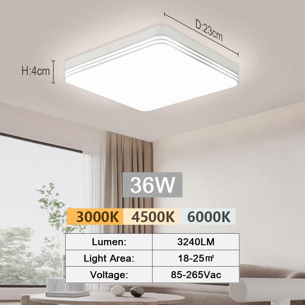 Современный потолочный светильник, квадратная светодиодная потолочная панель, светильники для спальни, 48 Вт, 36 Вт, 24 Вт, 18 Вт, внутренние проходные светильники для освещения кухни