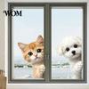No Glue Window Adhesives Cute Peeking Animal Static Clings, Cartoon Cat Dog Wall Stickers, Waterproof Lover Gift Ideas Removable Pet Glass Decals for