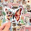 50 Retro Aesthetic Stickers European and American Brown Boho Aesthetic Literary Pattern Stickers