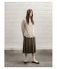 Cotton Bell Elastic Pleated Skirt - Brown