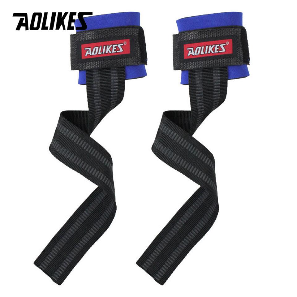 AOLIKES 1 Pair Weight lifting Wrist Straps Fitness Bodybuilding Training Gym CrossFit lifting straps with Non Slip Flex Gel Grip 1