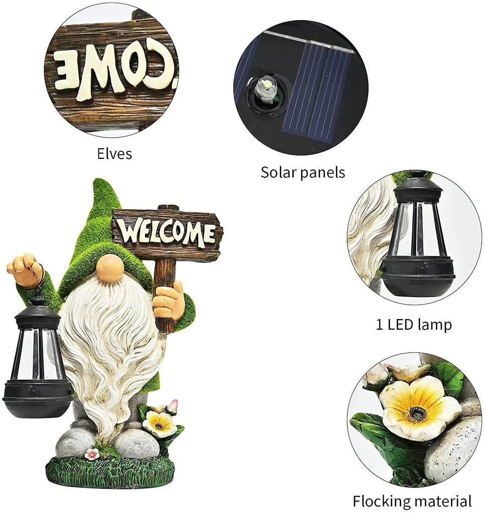 Солнечный садовый гном из смолы для украшения улицы