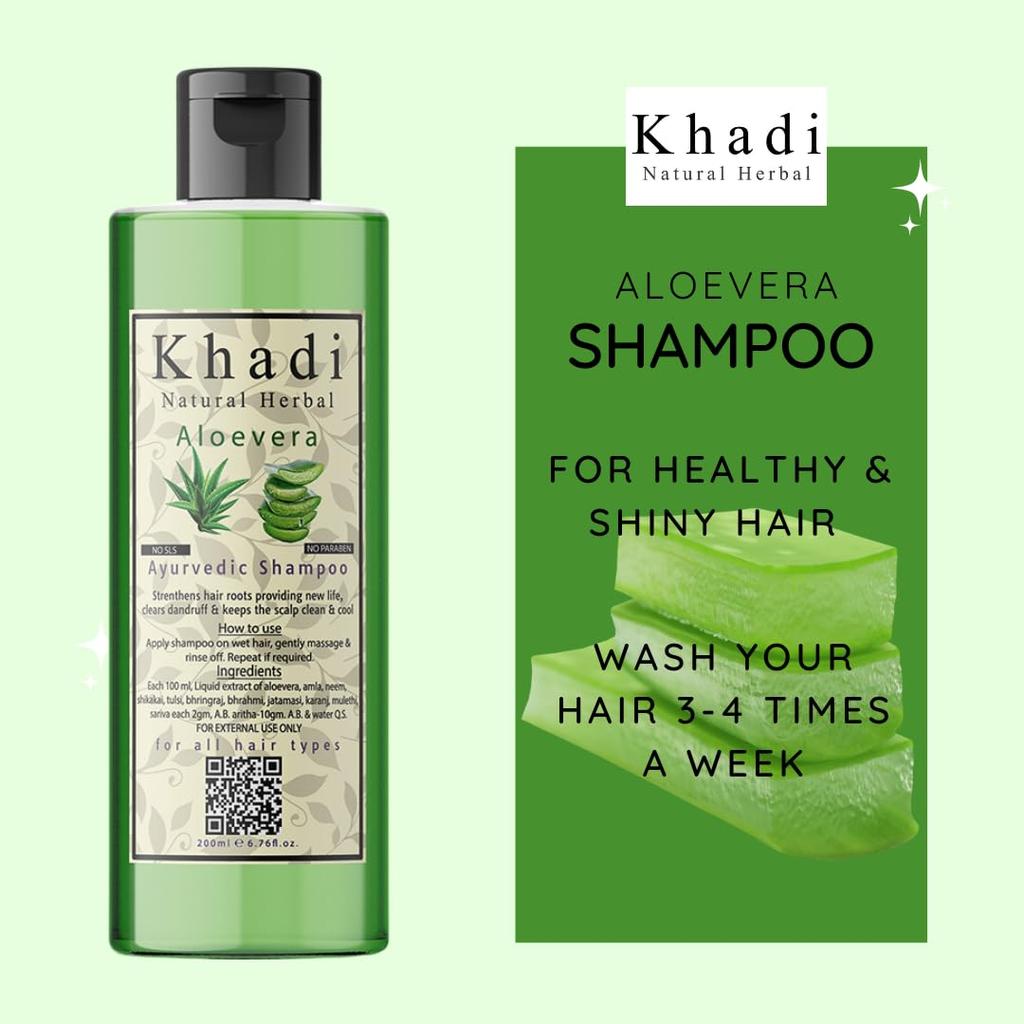 Khadi Натуральный травяной шампунь с алоэ вера для мужчин и женщин 200 мл