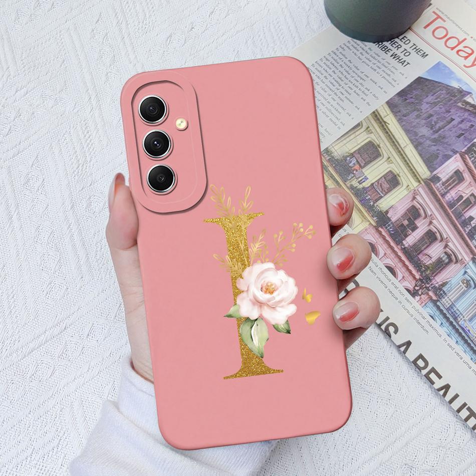 Чехол для телефона Samsung Galaxy A34 A33 A32 Элегантный Розовый Буква Мягкий Жидкий Силикон Квадратная Задняя Крышка Для Samsung A 34 33 32 Оболочка