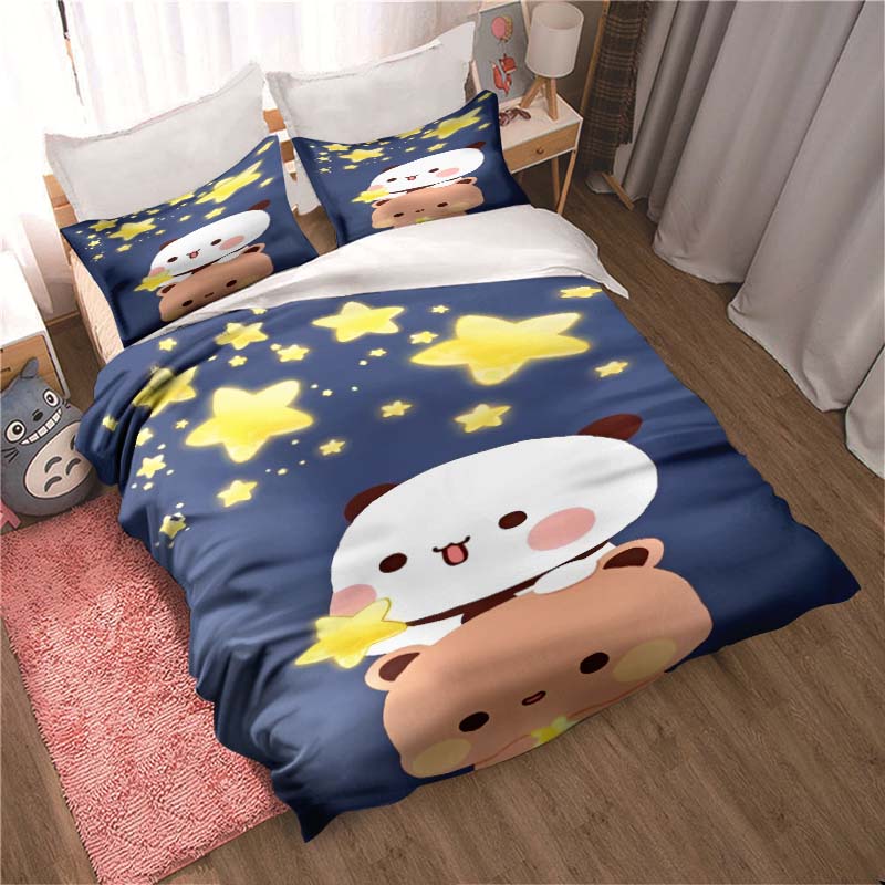 Bubu Dudu мультфильм милый медведь кавайный рождественский подарок комплект постельного белья двойной пододеяльник и наволочка размера King для детей комплект пододеяльника