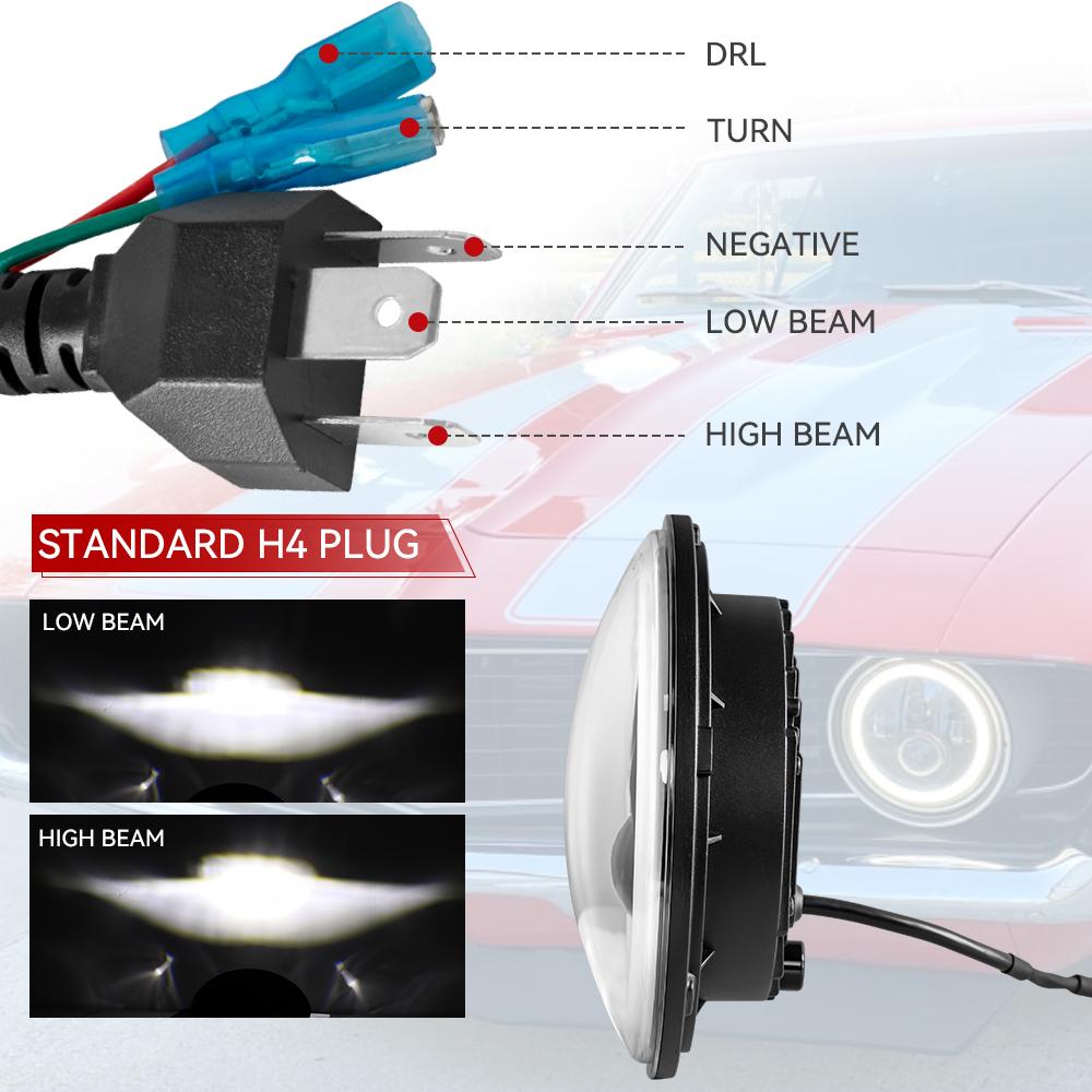 7" Inch H4 LED Motorcycle Headlight H4 Lamp for BMW R1200 R Nine T 2014-2016 Motorcycles Harley Softail Touring
