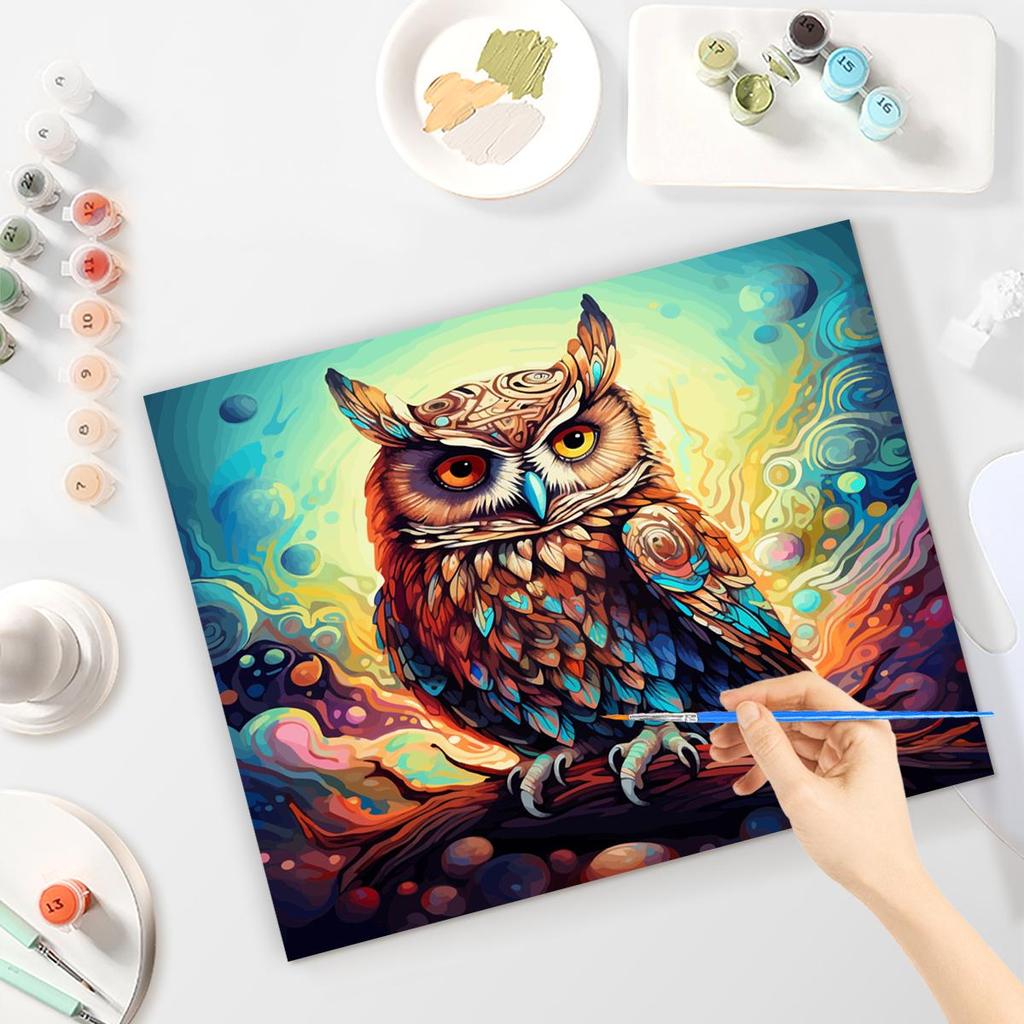 RUOPOTY Акриловая картина по номерам для взрослых, рисунок совы по номерам, настенный художественный набор красок, подарок, ручная роспись, холст, живопись, анимация