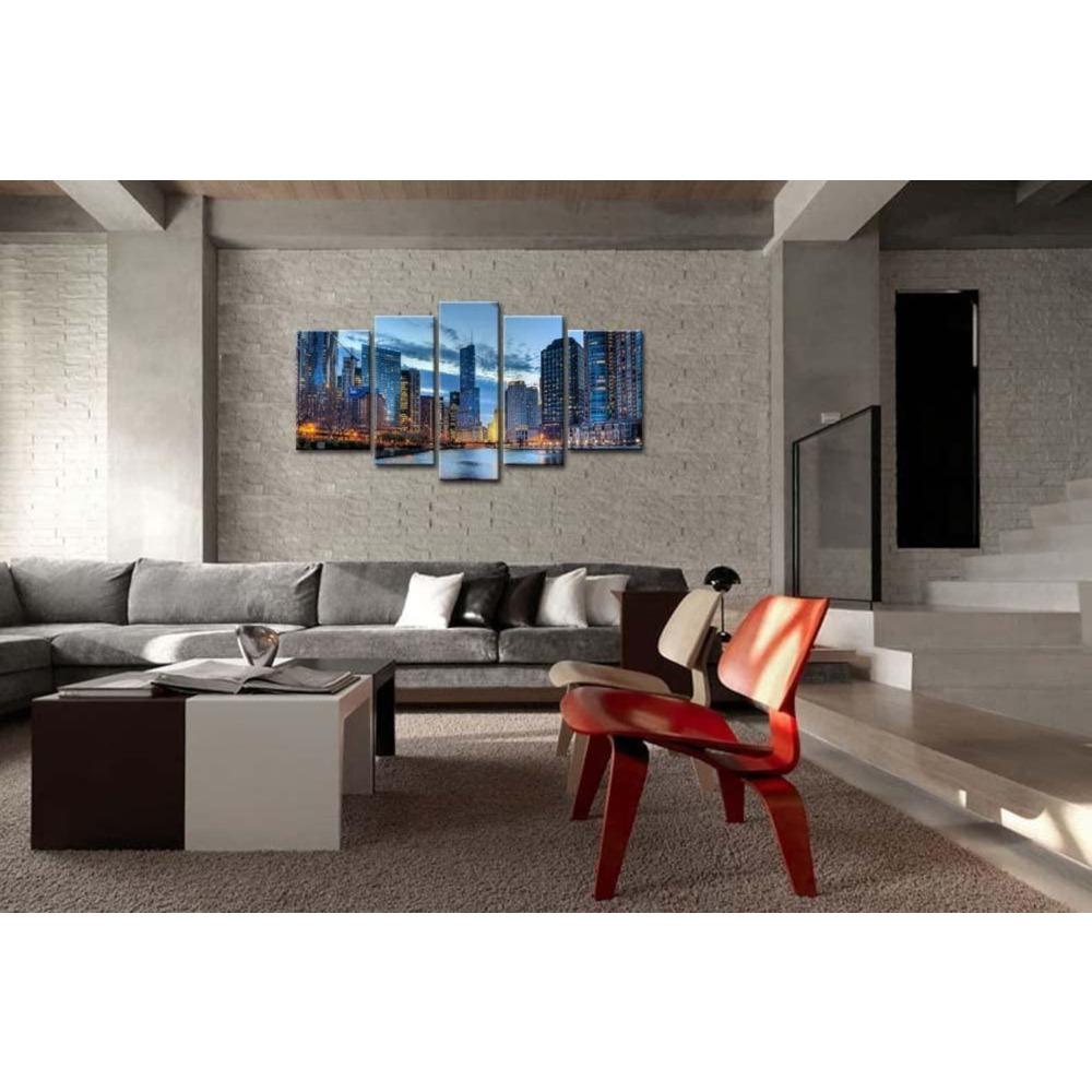 Chicago Skyline Canvas Wall Art, 5-Piece Wooden