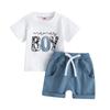 Toddler Baby Boy Summer Clothes Mamas Little Boy Short Sleeve T Shirt Tops Infant Rolled Drawstring Shorts Set