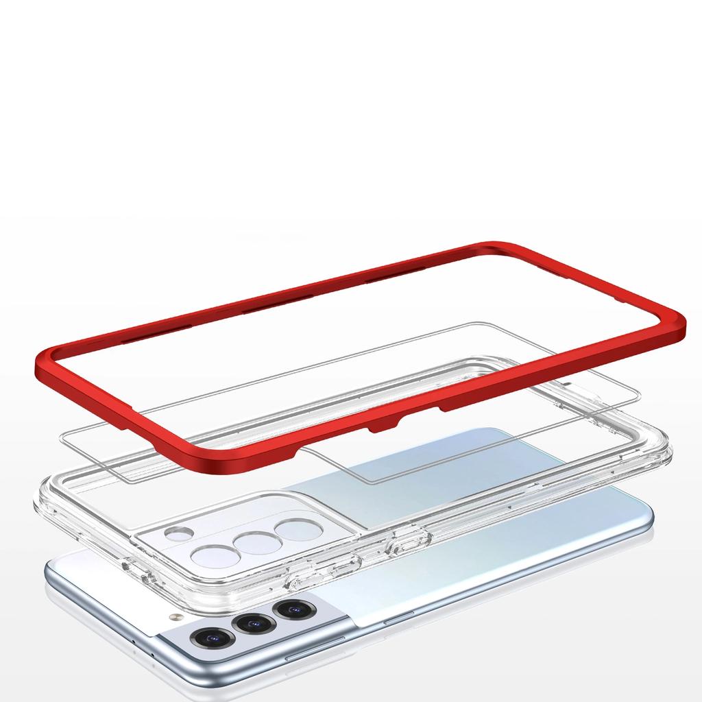 Clear 3In1 Case For Samsung Galaxy S22+ (S22 Plus) Gel Cover With Frame Red
