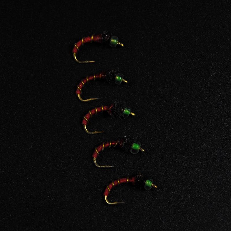 10pcs Midge Nymph Fly Green Red Fly Fishing Bait Lures Hegene / # 14 Gold Color Hook