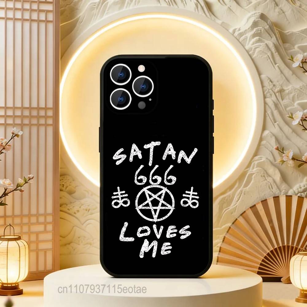 Пентаграмма 666 Демонический Сатанинский Чехол Для Телефона Для iPhone  17,16,15,14,13,12,11,Pro,Max,Plus,E,Air,Mini Черный Ударопрочный Funda Чехол