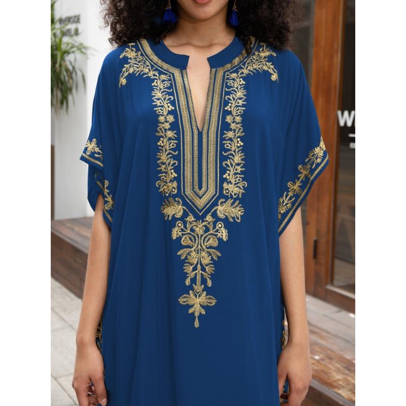 Женская мода лето весна цветочный узор принт рукава 1/2 V-образный вырез свободная талия повседневные платья