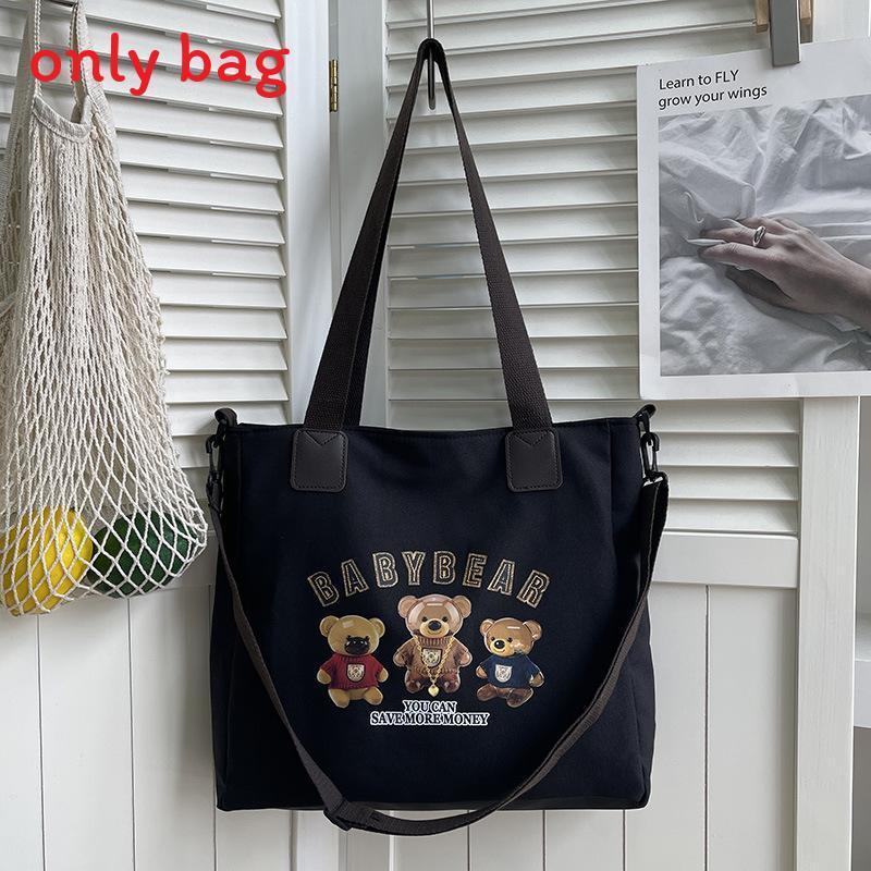 Oxford Canvas Tote Bag For Women With Letter Print Soft Shoulder Daily Use