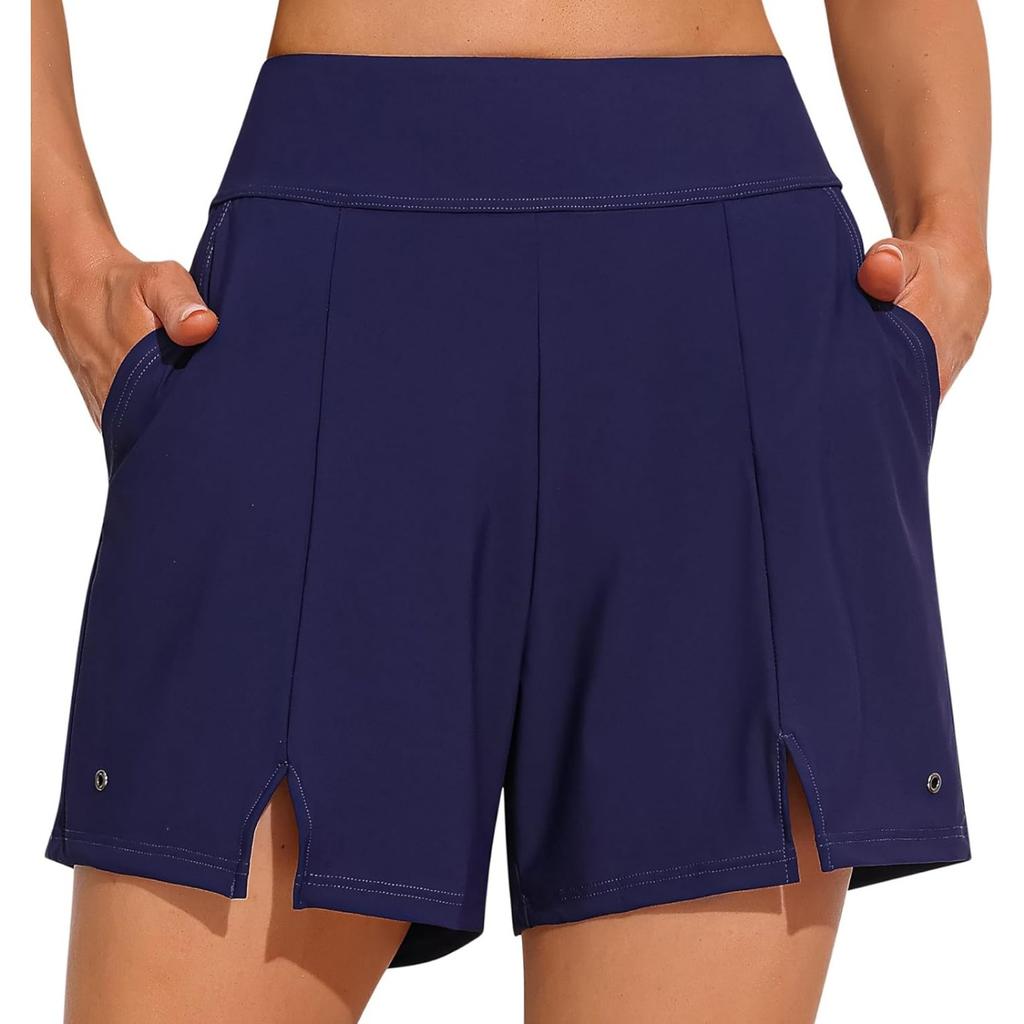 Charmleaks женские шорты для плавания с карманами, купальный костюм с высокой талией, плавки с контролем живота, купальник