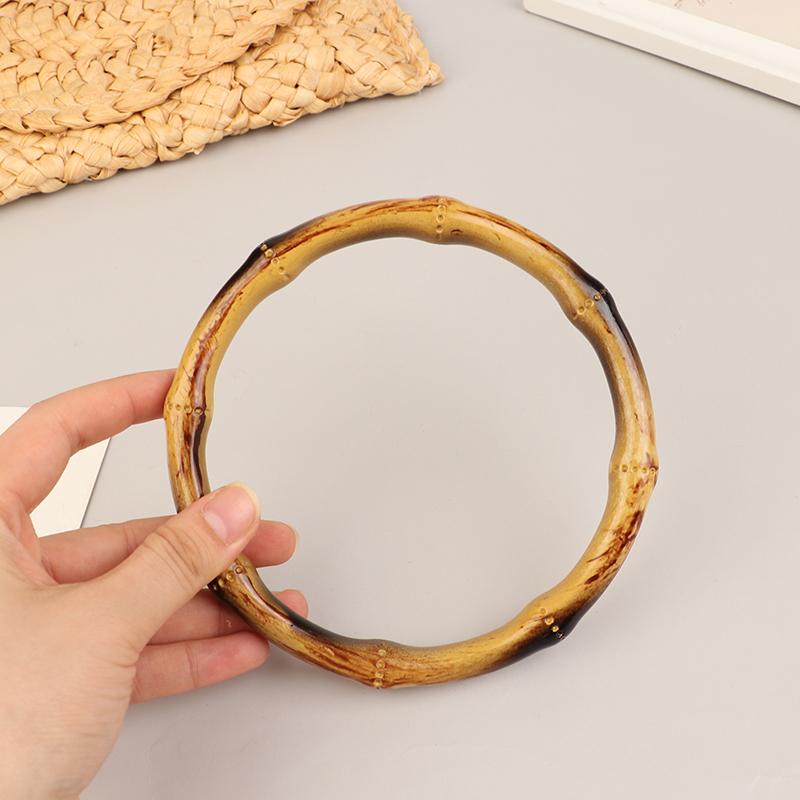 Бамбуковая ручка для кошелька, рамка-вешалка, бамбуковая O-ручка для сумки, ремни, сменные бамбуковые ручки, деревянные кольца ручной работы