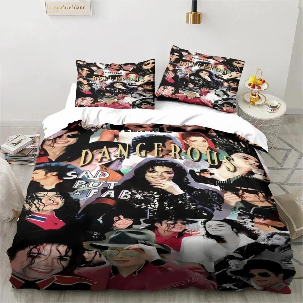 3D Printed Michael Jackson Bedding Set,Black Quilt Duvet,Star Peripheral Family Decoration Home Textile Cover Bedclothes Set