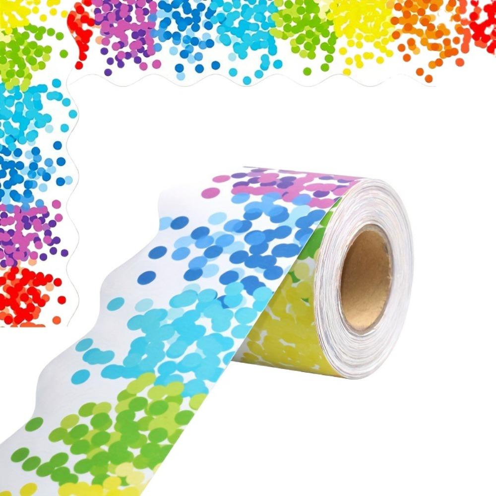 Colored Wavy Edge Paper DIY Wall Decoration Poster Border Stickers for Classroom Board Home Party