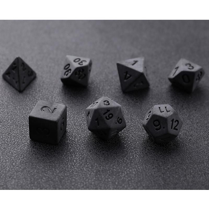 7Pcs/Set Black Dice Set Personality Unprinted Polyhedron Cubes Dice